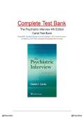 Test Bank -  The Psychiatric Interview 4th Edition by Daniel J&period; Carlat &vert; ISBN 9781496327710 &vert; All Chapters 1-34&period;