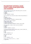 PHLEBOTOMY NATIONAL EXAM STUDY GUIDE EXAM QUESTIONS AND ANSWERS