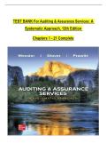 TEST BANK For Auditing & Assurance Services&colon; A Systematic Approach&comma; 12th Edition By William Messier Jr&comma; Steven Glover&comma; Verified Chapters 1 - 21&comma; Complete Newest Version