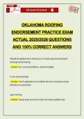 OKLAHOMA ROOFING ENDORSEMENT PRACTICE EXAM ACTUAL 2026 QUESTIONS AND 100&percnt; CORRECT ANSWERS