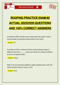ROOFING PRACTICE EXAM &num;2 ACTUAL 2026 QUESTIONS AND 100&percnt; CORRECT ANSWERS