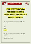HOME INSPECTORS EXAM &ndash; ROOFING EXAM ACTUAL 2026 QUESTIONS AND 100&percnt; CORRECT ANSWERS