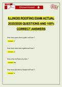 ILLINOIS ROOFING EXAM ACTUAL 2026 QUESTIONS AND 100&percnt; CORRECT ANSWERS