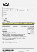 AQA GCSE BUSINESS Paper 1 Influences of operations and HRM on business activity QP MAY 2025