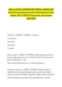AQA A LEVEL CHEMISTRY PAPER 1 EXAM 2025 &lpar;Actual Exam&rpar; Questions with verified Answers &lpar;Latest Update 2025&rpar; UPDATE&excl;&excl; Questions And Answers 2025&sol;2026     TOF steps - CORRECT ANSWER -1&rpar; ionisation 2&rpar; acceleration 3&rpar; ion drift 4&rpar; detection 5&rpar; analysis  Electr