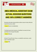 AMCA MEDICAL ASSISTANT EXAM ACTUAL 2026 QUESTIONS AND 100&percnt; CORRECT ANSWERS