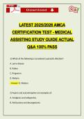 LATEST 2026 AMCA CERTIFICATION TEST - MEDICAL ASSISTING STUDY GUIDE ACTUAL Q&A 100&percnt; PASS