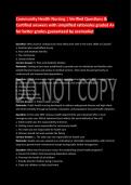 Community Health Nursing &vert; Verified Questions & Certified answers with simplified rationales graded A&plus; for better grades guaranteed by acemarketCommunity Health Nursing &vert; Verified Questions & Certified answers with simplified rationales graded A&plus; for bett