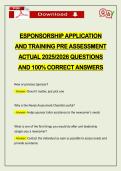 ESPONSORSHIP APPLICATION AND TRAINING PRE ASSESSMENT ACTUAL 2026 QUESTIONS AND 100&percnt; CORRECT ANSWERS