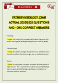 PATHOPHYSIOLOGY EXAM ACTUAL 2026 QUESTIONS AND 100&percnt; CORRECT ANSWERS