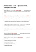 Nutrition 313 Exam 1 Questions With Complete Solutions