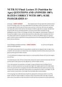 NUTR-313 Final&colon; Lecture 33 &lpar;Nutrition for Ages&rpar; QUESTIONS AND ANSWERS 100&percnt; RATED CORRECT WITH 100&percnt; SURE PASS&vert;GRADED A&plus;