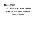 Test Bank for Lewis&rsquo;s Medical‑Surgical Nursing in Canada&colon; Assessment and Management of Clinical Problems&comma; 5th Edition by Jane Tyerman&comma; Shelley Cobbett & Co &mdash; Complete Questions and Correct Answers for Chapters 1&ndash;72