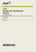 AQA GCSE DESIGN AND TECHNOLOGY 8552&sol;W Unit 1 Written Paper Mark scheme June 2025 