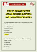 PATHOPHYSIOLOGY EXAM 1 ACTUAL 2026 QUESTIONS AND 100&percnt; CORRECT ANSWERS