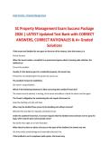 SC Property Management Exam Success Package 2026 &vert; LATEST Updated Test Bank with CORRECT ANSWERS&comma; CORRECT RATIONALES & A&plus; Graded Solutions