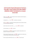 South Carolina Property Management Final Exam Prep 2026 &vert; LATEST UPDATE with 100&percnt; CORRECT ANSWERS&comma; CORRECT RATIONALES & &plus;A Graded Study Guide