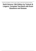 TEST BANK for Earth Science&comma; 15th Edition by Tarbuck and Lutgens &vert; Complete Exam Questions and Quizzes