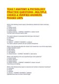 TEAS 7 ANATOMY & PHYSIOLOGY PRACTICE QUESTIONS - MULTIPLE CHOICE & VERIFIED ANSWERS PASSED 100&percnt;