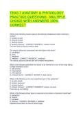 TEAS 7 ANATOMY & PHYSIOLOGY PRACTICE QUESTIONS - MULTIPLE CHOICE WITH ANSWERS 100&percnt; CORRECT