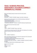 TEAS 7 SCIENCE PRACTICE QUESTIONS & ACCURATE CORRECT ANSWERS ALL PASSED