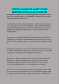 PRACTICE ASSESSMENT&colon; NURSE'S TOUCH QUESTIONS WITH ACCURATE ANSWERS