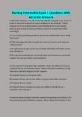Nursing Informatics Exam 1 Questions With Accurate Answers
