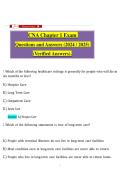 Certified Nursing Assistant &lpar;CNA&rpar; Chapter 1&comma; 2&comma; 3&comma; 4&comma; 5&comma; 6&comma; 7&comma; 8&comma; 9&comma; & 10 Exam Questions and Answers &lpar;2025 &sol; 2026&rpar; &lpar;Verified Answers&rpar;&excl;&excl;&excl; Guaranteed Success&period;