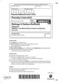 2025 Pearson Edexcel Level 3 GCE 9BN0&sol;01 Biology A &lpar;Salters Nuffield&rpar; Advanced PAPER 1&colon; The Natural Environment and Species Survival QUESTION PAPER & MARKSCHEME &lpar;MERGED&rpar;