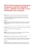 FEMA IS-230&period;e Fundamentals of Emergency Management Actual Exam- Questions & Answers &ndash; 2026&sol;2027 Version 100&percnt; Correct with Rationales &vert; Pass Guaranteed
