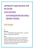 Lippincott Q&A Review for NCLEX-RN 14th Edition Test Bank &vert; Billings & Hensel &vert; NCLEX-RN Practice Questions with Rationales