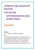 Lippincott Q&A Review for NCLEX-RN 14th Edition Test Bank &vert; Billings & Hensel NCLEX-RN Practice Questions with Rationales