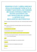 SEMINOLE STATE CAMPELL BIOLOGY  FINAL EXAM 2026&sol;2027 WITH ACTUAL  CORRECT QUESTIONS AND VERIFIED  DETAILED ANSWERS &vert;CURRENTLY  TESTING QUESTIONS AND  SOLUTIONS&vert;ALREADY GRADED  A&plus;&vert;NEWEST &vert;JUST  RELEASED&excl;&excl;&vert;GUARANTEED PASS 