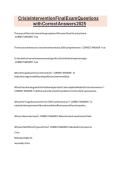 Crisis Intervention Final Exam Questions with Correct Answers
