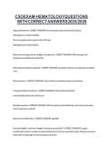 CSO EXAM- HEMATOLOGY QUESTIONS WITH CORRECT ANSWERS