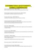 CSOWM MATERIAL QUESTIONS WITH CORRECT ANSWERS