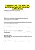 CSOWM METABOLIC AND BARIATRIC SURGERY QUESTIONS WITH CORRECT ANSWERS