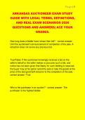 ARKANSAS AUCTIONEER EXAM STUDY  GUIDE WITH LEGAL TERMS&comma; DEFINITIONS&comma;  AND REAL EXAM SCENARIOS 2026  QUESTIONS AND ANSWERS&vert; ACE YOUR  GRADES&period;