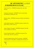 BC OPTOMETRY JURISPRUDENCE EXAM QUESTIONS AND ANSWERS 2026