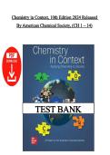 Test Bank &ndash; Chemistry in Context&comma; 10th Edition 2024 &vert; American Chemical Society &vert; Chapters 1&ndash;14 &vert; Latest Edition