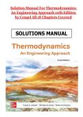 Solution Manual for Thermodynamics&colon; An Engineering Approach 10th Edition by Cengel &vert; All 18 Chapters Covered Instant Download