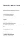 Florida Real Estate STATE Exam Questions and Answers