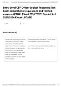 Entry-Level CBP Officer Logical Reasoning Test Exam comprehensive questions and verified answers ACTUAL EXAM 2026 TEST&excl;&excl; Graded A&plus; &vert; 2025&vert;2026 EXAM UPDATE