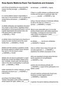 Hosa Sports Medicine Exam Test Questions and Answers
