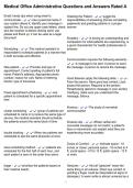 Medical Office Administrative Questions and Answers Rated A