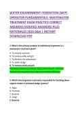 WATER ENVIRONMENT FEDERATION &lpar;WEF&rpar;  OPERATOR FUNDAMENTALS&colon; WASTEWATER  TREATMENT EXAM PRACTICE CORRECT  ANSWERS &lpar;VERIFIED ANSWERS&rpar; PLUS  RATIONALES 2026 Q&A &vert; INSTANT  DOWNLOAD PDF 