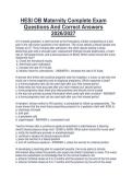 HESI OB Maternity Complete Exam  Questions And Correct Answers  2026&sol;2027
