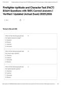 Firefighter Aptitude and Character Test &lpar;FACT&rpar; EXAM Questions with 100&percnt; Correct Answers &vert; Verified &vert; Updated &lpar;Actual Exam&rpar; 20252026