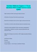 Nutrition Midterm Chapters 1-7 Exam Questions With Verified Answers Latest Update