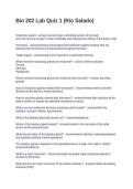 Bio 202 Lab Quiz 1 &lpar;Rio Salado&rpar; Questions with Solutions